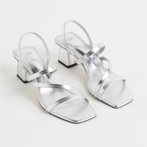 Silver Block Heel Sandals